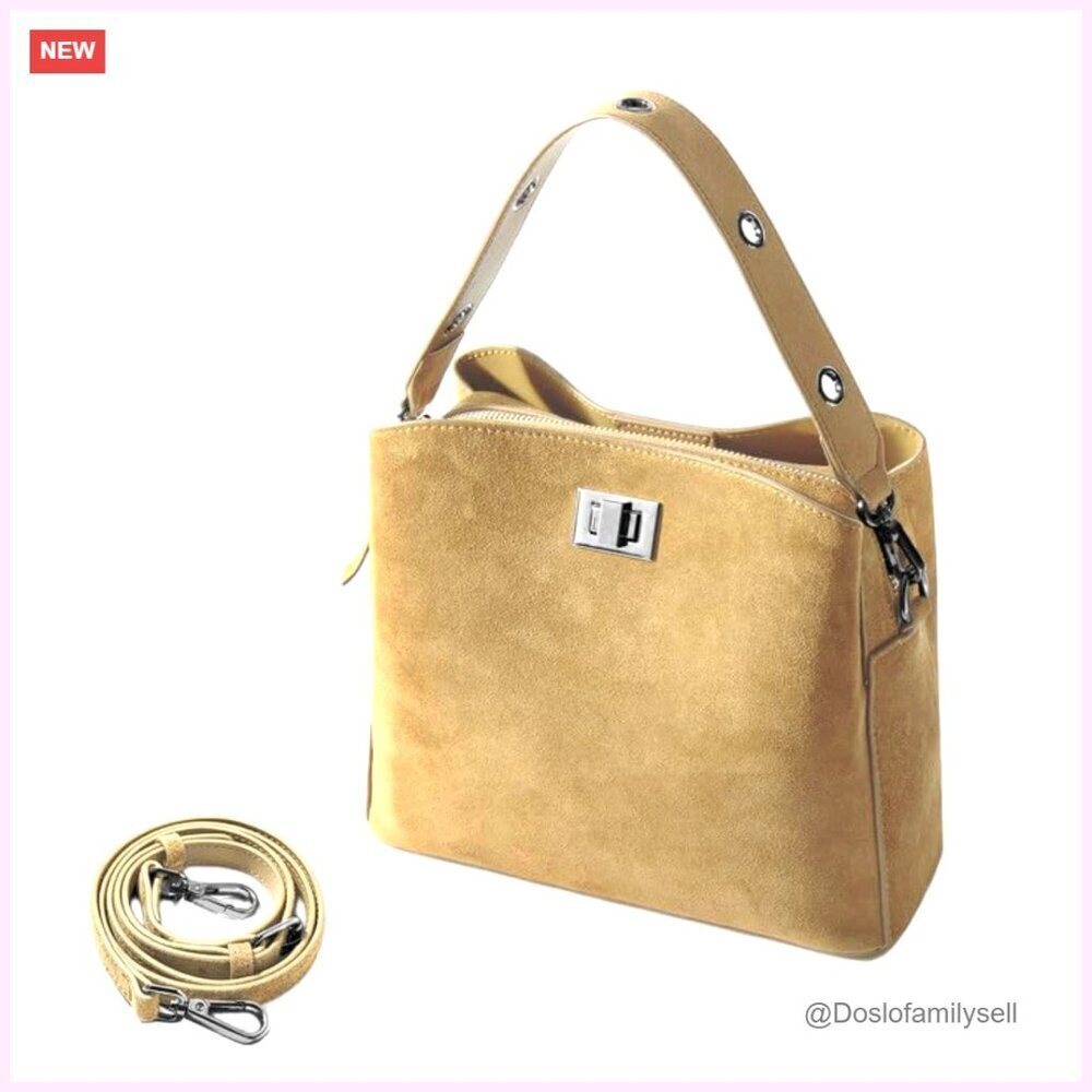 Genuine Leather Suede Hobo Bag Slouchy Shoulder Crossbody Tote Vintage Chic